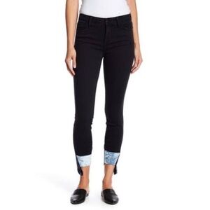 SAM Edelman The Kitten mid rise skinny ankle black and velvet color block jeans‎